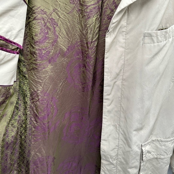 Ted Baker khaki button down purple lined midi length jacket. 3 (med) 38 - Picture 7 of 16
